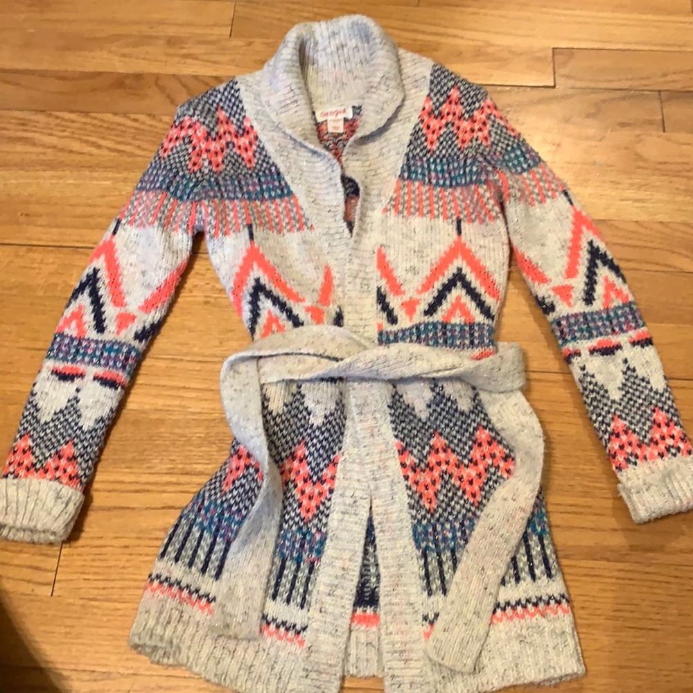 Girls long Tie Sweater